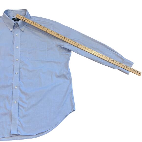 Lauren Ralph Lauren Dress Shirt Mens 18 Blue Classic Fit Stretch Long Sleeve - Picture 9 of 9